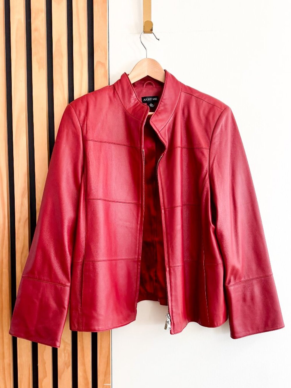 Vintage 90s Red Leather Oversize Jacket by August Max (4)